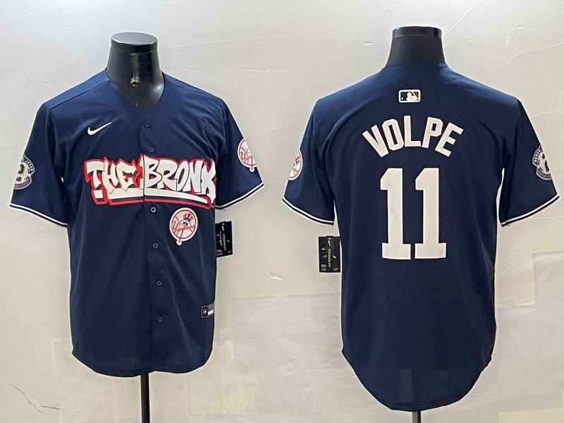 Men New York Yankees #11 Volpe Drak Blue four generations Joint Name 2025 Nike MLB Jersey style 6